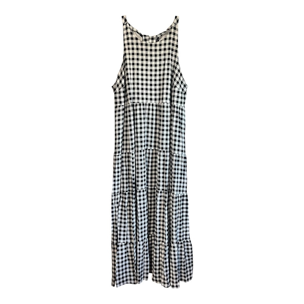 Torrid Boho Gingham Tiered Maxi Dress High Neck Halter Size 1 - Picture 4 of 5